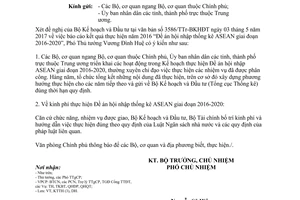 Công văn 5052/VPCP-KTTH 2017 Đề án hội nhập thống kê ASEAN 2016 2020