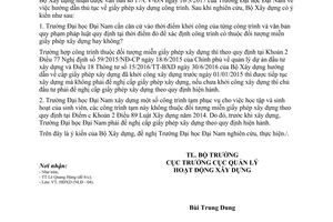 Công văn 69/BXD-HĐXD 2017 thủ tục giấy phép xây dựng công trình