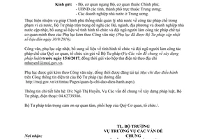 Công văn 1781/BTP-VĐCXDPL 2017 về cập nhật số liệu tổ chức đội ngũ người làm công tác pháp chế