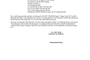 Công văn 107/HĐND-TH 2017 đính chính Nghị quyết phí bảo vệ môi trường Thừa Thiên Huế