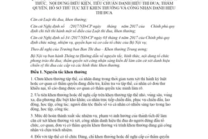 Thông tư nguyên tắc điều kiện tiêu chuẩn thẩm quyền khen thưởng công nhận danh hiệu thi đua