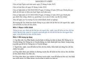 Thông tư 81/2017/TT-BTC chế độ thù lao cho người đọc nghe xem để kiểm tra báo chí lưu chiểu