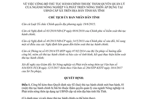 Quyết định 1365/QĐ-UBND 2017 thủ tục hành chính Nông nghiệp nông thôn thuộc cấp xã Hà Tĩnh