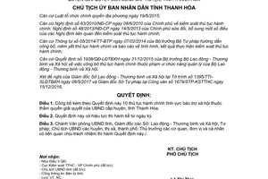 Quyết định 1709/QĐ-UBND 2017 thủ tục hành chính bảo trợ xã hội thẩm quyền Ủy ban Thanh Hóa