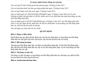 Quyết định 25/2017/QĐ-UBND quy định chế độ định mức chi tiêu tài chính An Giang