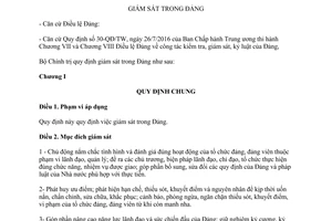 Quy định 86-QĐ/TW 2017 giám sát trong Đảng