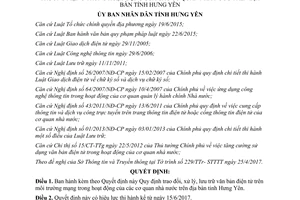 Quyết định 07/2017/QĐ-UBND Quy định trao đổi xử lý lưu trữ văn bản điện tử trên mạng Hưng Yên