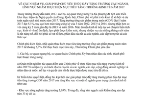 Chỉ thị 24/CT-TTg 2017 thúc đẩy tăng trưởng các ngành nhằm thực hiện mục tiêu tăng trưởng kinh tế