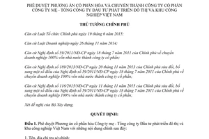 Quyết định 776/QĐ-TTg 2017 duyệt phương án cổ phần hóa Tổng công ty Đầu tư đô thị Việt Nam