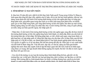 Nghị quyết 11-NQ/TW 2017 về hoàn thiện thể chế kinh tế thị trường định hướng xã hội chủ nghĩa
