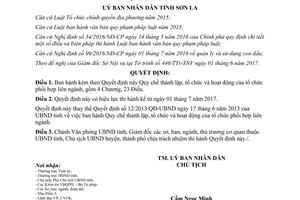 Quyết định 16/2017/QĐ-UBND Quy chế thành lập tổ chức và hoạt động của tổ chức phối hợp Sơn La