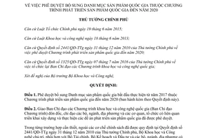 Quyết định 787/QĐ-TTg 2017 bổ sung Danh mục sản phẩm quốc gia
