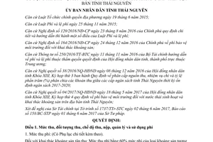 Quyết định 11/2017/QĐ-UBND thu nộp phí bảo vệ môi trường khai thác khoáng sản Thái Nguyên