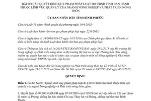 Quyết định 25/2017/QĐ-UBND bãi bỏ Quyết định quy phạm ngành Nông nghiệp Bình Phước