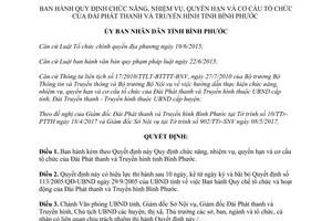 Quyết định 23/2017/QĐ-UBND Quy định tổ chức của Đài Phát thanh Truyền hình Bình Phước