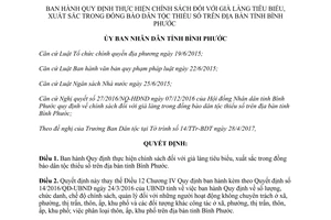 Quyết định 24/2017/QĐ-UBND Quy định thực hiện chính sách đối với già làng tiêu biểu Bình Phước