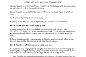 Thông tư 09/2017/TT-BXD hướng dẫn xuất khẩu vôi đôlômit nung