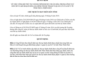 Quyết định 1209/QĐ-UBND 2017 thủ tục hành chính chuẩn hóa Dân số và kế hoạch hóa gia đình Huế