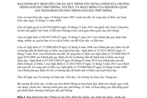 Thông tư 14/2017/TT-BGDĐT tiêu chuẩn chỉnh sửa chương trình giáo dục phổ thông