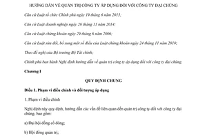 Nghị định 71/2017/NĐ-CP hướng dẫn quản trị công ty đại chúng