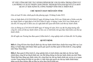 Quyết định 1220/QĐ-UBND 2017 công bố thủ tục hành chính lĩnh vực Lao động Xuất nhập cảnh Huế