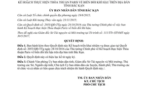 Quyết định 783/QĐ-UBND 2017 triển khai Thỏa thuận Paris biến đổi khí hậu Bắc Kạn