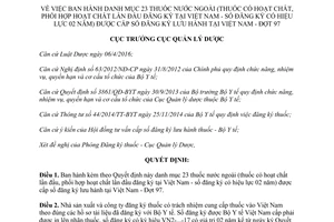 Quyết định 214/QĐ-QLD 2017 23 thuốc nước ngoài hoạt chất cấp số đăng ký lưu hành Đợt 97