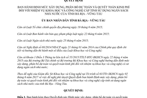 Quyết định 13/2017/QĐ-UBND Định mức kinh phí nhiệm vụ khoa học công nghệ cấp Vũng Tàu