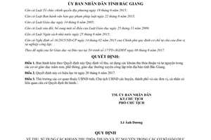 Quyết định 16/2017/QĐ-UBND thu sử dụng khoản thu trong cơ sở giáo dục công lập Bắc Giang