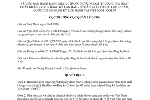 Quyết định 212/QĐ-QLD 2017 danh mục 04 thuốc nước ngoài kháng virus đăng ký lưu hành Đợt 97