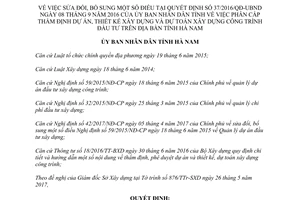 Quyết định 16/2017/QĐ-UBND sửa đổi Quyết định về thẩm định dự án công trình đầu tư Hà Nam