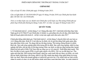 Nghị quyết 46/NQ-CP 2017 tổ chức phiên họp Chính phủ thường kỳ tháng 5