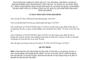 Quyết định 06/2017/QĐ-UBND Khu dân cư An toàn an ninh trật tự bảo vệ an ninh Tổ quốc Thái Bình