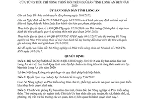 Quyết định 28/2017/QĐ-UBND bãi bỏ 26/2016/QĐ-UBND chuẩn tiêu chí nông thôn mới Long An