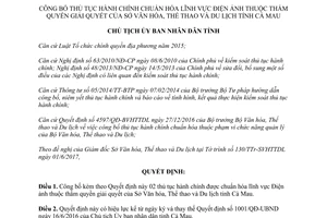 Quyết định 1010/QĐ-UBND 2017 công bố thủ tục hành chính lĩnh vực Điện ảnh Cà Mau