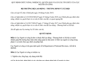 Quyết định 866/QĐ-LĐTBXH 2017 chức năng nhiệm vụ quyền hạn cơ cấu Cục Người có công