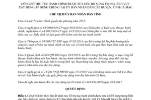 Quyết định 1013/QĐ-UBND 2017 công bố thủ tục hành chính lĩnh vực Xây dựng cấp huyện Cà Mau