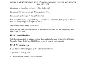 Nghị định 72/2017/NĐ-CP nội dung chi hoạt động của Hội đồng quản lý Bảo hiểm xã hội Việt Nam