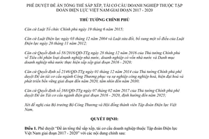 Quyết định 852/QĐ-TTg 2017 phê duyệt Đề án sắp xếp tái cơ cấu doanh nghiệp Tập đoàn Điện lực