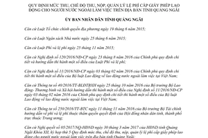 Quyết định 40/2017/QĐ-UBND quản lý lệ phí cấp giấy phép lao động người nước ngoài Quảng Ngãi