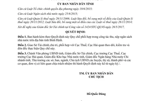 Quyết định 2116/QĐ-UBND 2017 Quy chế phối hợp công tác thu nộp ngân sách Bình Định