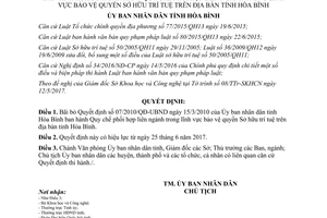 Quyết định 14/2017/QĐ-UBND bãi bỏ Quyết định 07/2010/QĐ-UBND quyền Sở hữu trí tuệ Hòa Bình