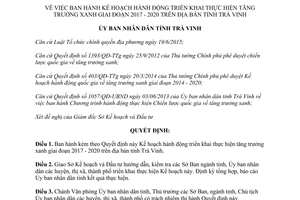 Quyết định 1099/QĐ-UBND 2017 Kế hoạch hành động thực hiện tăng trưởng xanh Trà Vinh