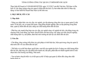 Kế hoạch 52/KH-UBND 2017 tăng cường công tác quản lý điểm đến du lịch Cà Mau