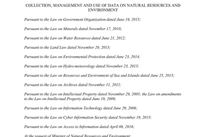 Decree 73/2017/ND-CP collection management and use of data on natural resources and environment