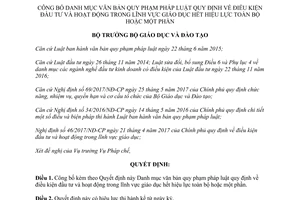 Quyết định 2056/QĐ-BGDĐT 2017 công bố văn bản quy phạm pháp luật đầu tư giáo dục hết hiệu lực