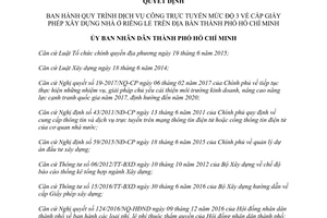 Quyết định 3090/QĐ-UBND 2017 Quy trình dịch vụ công trực tuyến cấp Giấy phép xây Hồ Chí Minh