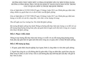 Thông tư 145/2017/TT-BQP thực hiện mức lương cơ sở đối tượng đang hưởng lương