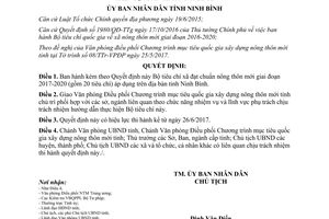 Quyết định 17/2017/QĐ-UBND Bộ tiêu chí xã đạt chuẩn nông thôn mới Ninh Bình 2017 2020