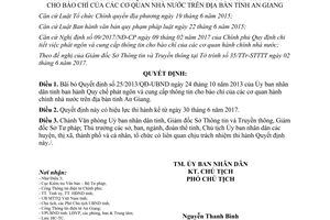 Quyết định 31/2017/QĐ-UBND bãi bỏ 25/2013/QĐ-UBND Quy chế phát ngôn báo chí An Giang